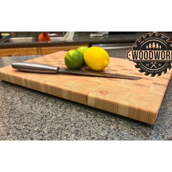 Handcrafted Cedar & Pine Wooden End Grain Cutting Board  Premium Solid Wood - Picture 7 of 12